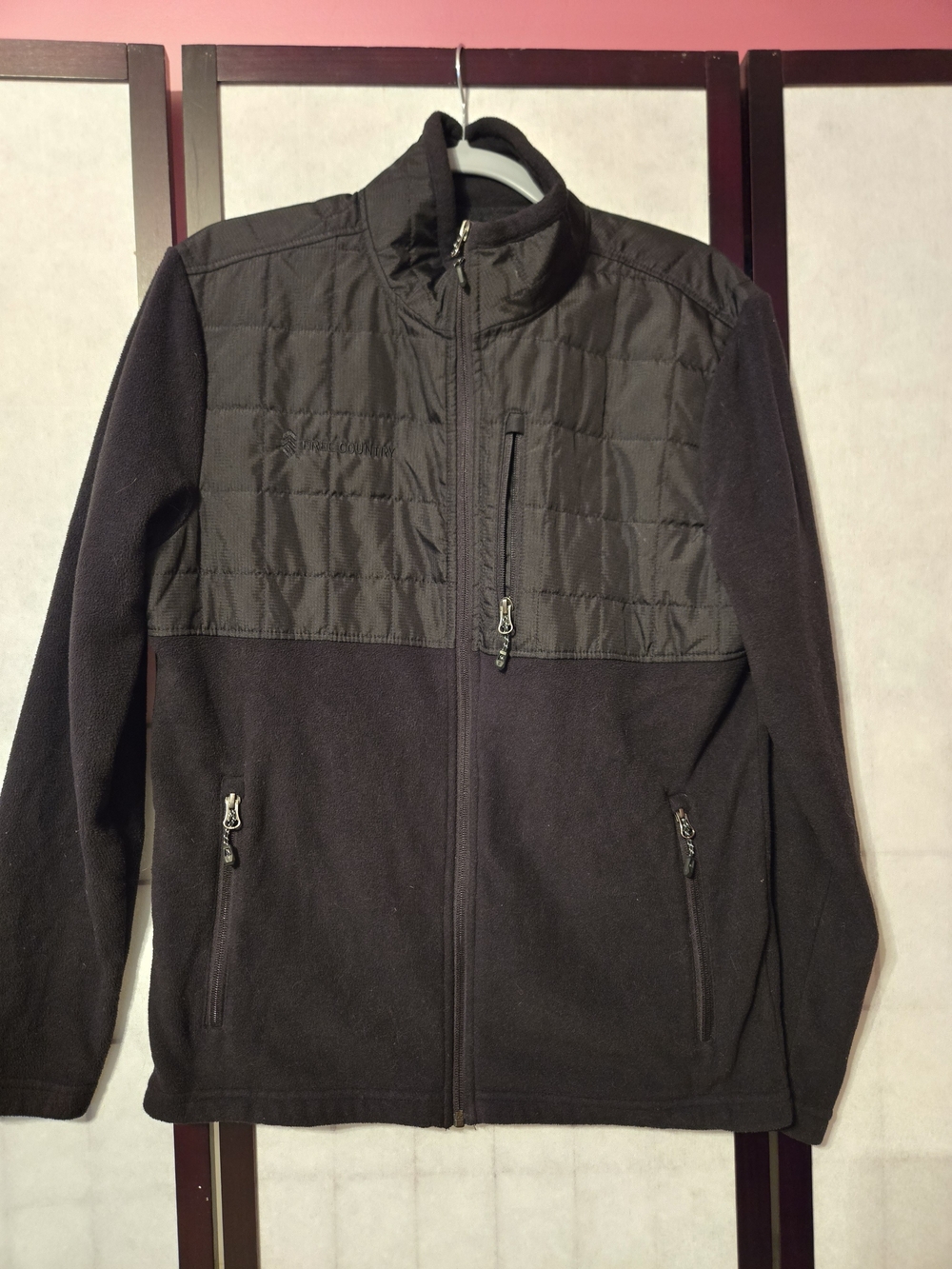 Free Country Black Quilted-Panel Fleece Jacket